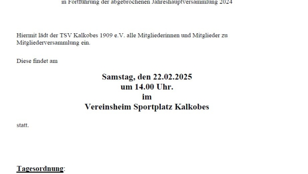 Einladung Mitgliederversammlung